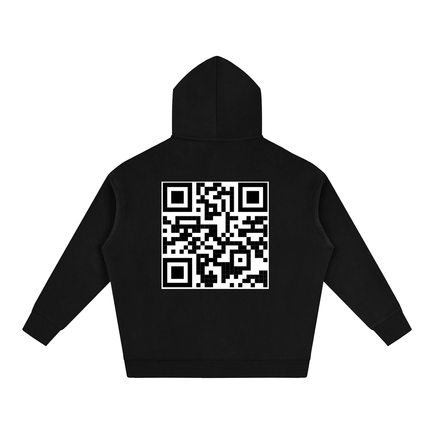 Unisex, black, oversized, fleece, QR code hoodie